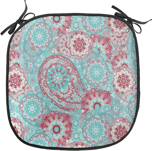 Vista 25 de Ambesonne Flamingo - Cojín de asiento para silla, diseño de fantasía exótica con elementos de vida silvestre hawaiana en colores pastel, acolchado