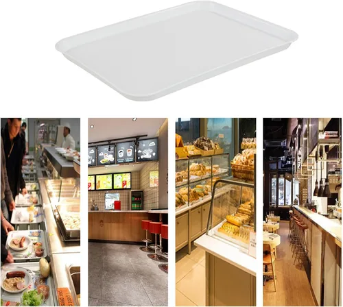 Vista 8 de Kekow Paquete de 4 bandejas de plástico blanco para servir comida rápida