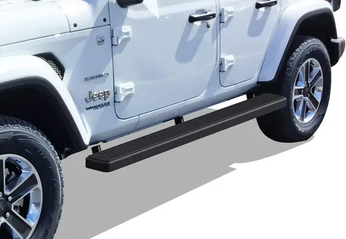 Vista 10 de APS iBoard - Estribos para Jeep Wrangler JL, tamaño mediano, 4 pulgadas, Aluminio negro