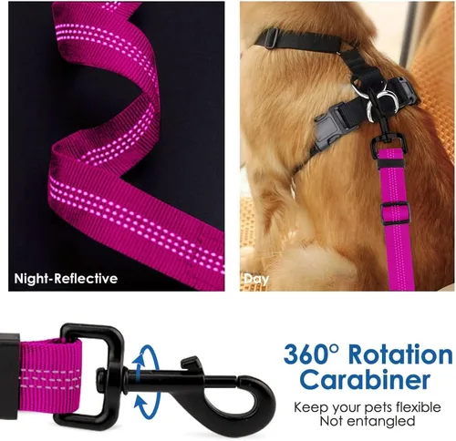 Vista 41 de SlowTon Cinturón de seguridad para perro, correa de cinturón de seguridad ajustable para perro, 2 en 1, cinturón de seguridad para perro