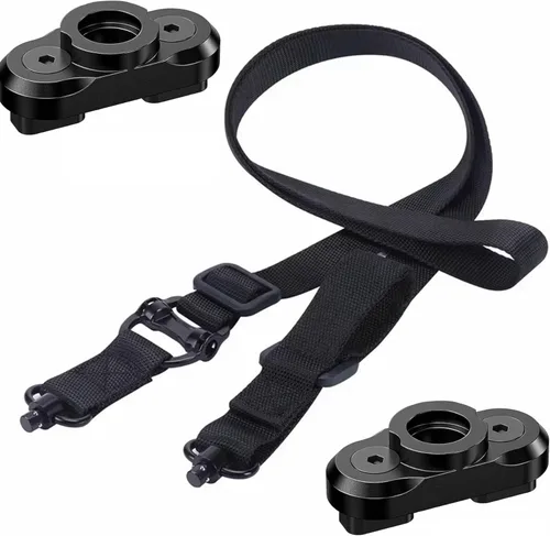Vista 3 de Eslinga de dos puntos y tradicional de 2 puntos de ajuste rápido con QD Sling Swivel para Caza Negro