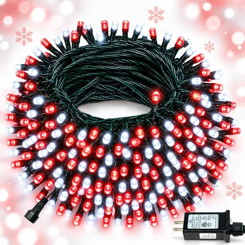 Vista 42 de Luces de cadena navideñas conectables de 240 LED de 88 pies, 13 modos, para interiores y exteriores, cable verde extensible, luces de árbol