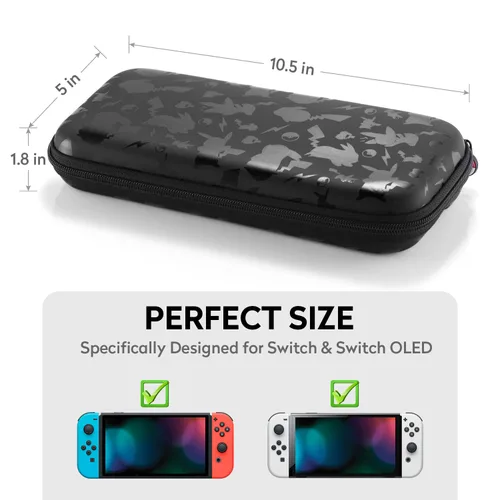 Vista 6 de Bheddi Switch Carrying Case fits SwitchSwitch OLED - Hard Shell Protective Portable Travel Carry Case with 10 Game Card Slots and 2 Tempered Glass