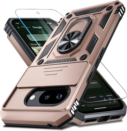 Vista 10 de Janmitta - Funda compatible con Google Pixel 9 Pro XL con cubierta deslizante para lente de cámara incorporada + protector de pantalla + soporte