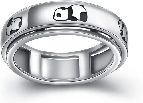 Vista 8 de Anillos giratorios para la ansiedad, plata esterlina S925 Fidget Ansiedad Preocupación Alivio del aburrimiento TDAH Autismo Anillos