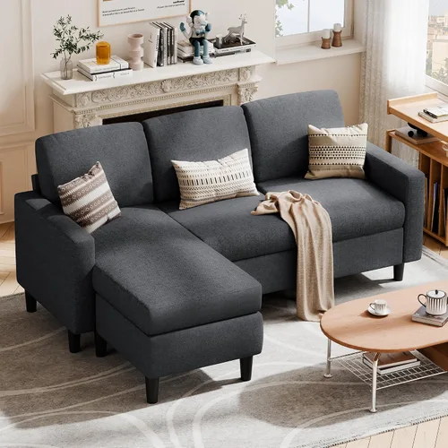 Vista 6 de SUNLEI Sofá seccional modular de 187 cm, cómodo sofá tipo nube con otomano móvil, sofá modular en forma de L de asiento profundo, sofás seccionales