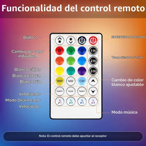 Vista 5 de Tira de luces LED RGBWW+IC de 50 pies, multicolor+3000K-6500K con control