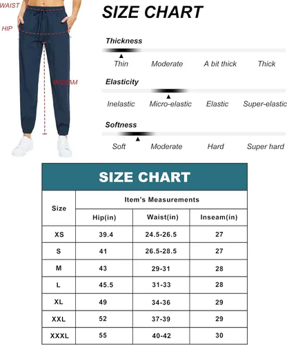 Vista 6 de Libin Women's Lightweight Joggers Quick Dry Hiking Running Pants Athletic Workout Track Casual with Zipper Pockets