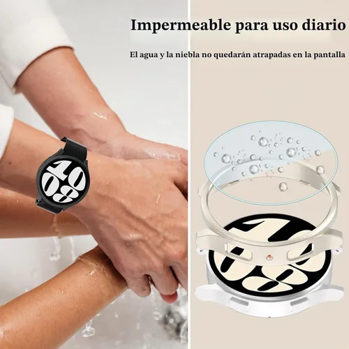 Vista 4 de QCKANLJ [6+6Pack] para Samsung Galaxy Watch 6 Funda Protectora de Pantalla 40mm, Vidrio Templado Anti-Vaho y Cubierta Protectora de PC Rígida