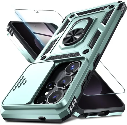 Vista 20 de Janmitta Compatible con Samsung Galaxy S24 FE Funda con Cubierta Deslizante Integrada para Lente de Cámara+Protector de Pantalla+Soporte de Anillo