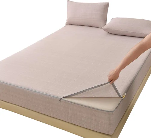 Vista 11 de 6-Sided Fully Encased Mattress Cover with Zip-Off Removable Top Blue