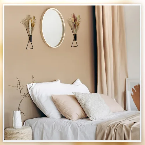 Vista 6 de Peryiter 2 Piezas de Decoración de Pared Boho Arte de Pared de Metal Macetas Colgantes en Forma de X con Pampas Artificiales Decoración Moderna