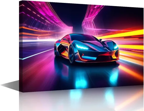 Vista 12 de Car Pictures for Living Room Wall Decor Super Car Driving Art Prints City Highway Road Paintings 1 Piece Canvas Wall Art Super Car Canvas Prints