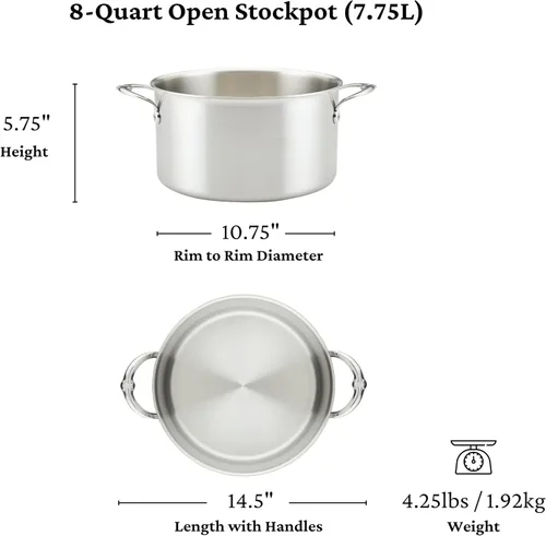 Vista 3 de Thomas Keller Insignia by Hestan - Olla de acero inoxidable, compatible con placa de inducción, 8 cuartos de galón