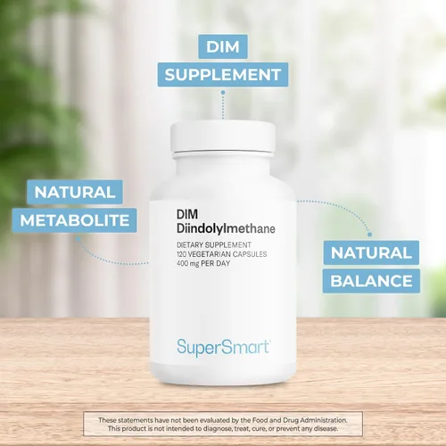 Vista 3 de Supersmart - Suplemento DIM de 400 mg por día (diindolilmetano) - Equilibrio natural para hombres y mujeres Sin OMG y sin gluten - 120 cápsulas
