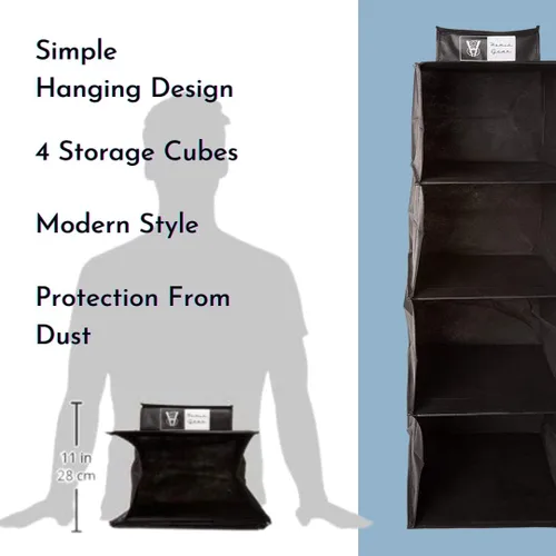 Vista 8 de Homie Gear - Organizador para colgar en la pared, 4 estantes de almacenamiento, sistema de almacenamiento de organización de armarios para gorras