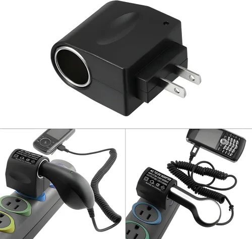 Vista 5 de Convertidor universal de adaptador de encendedor de cigarrillos de CA a CC para automóvil, DC 12V 500mA fuente de alimentación de vehículo enchufe