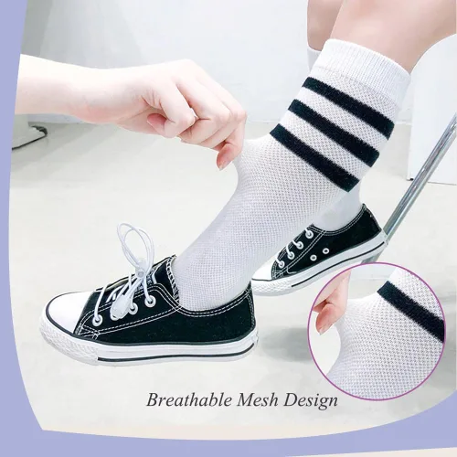 Vista 4 de Calcetines altos hasta la rodilla para niñas y niños pequeños Malla/Rayas 5 Pares