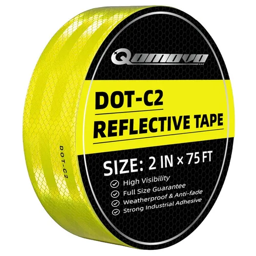 Vista 12 de Cinta reflectante DOT-C2 de alta visibilidad amarilla fluorescente de 2 pulgadas x 20 pies, color amarillo neón, cinta adhesiva de advertencia