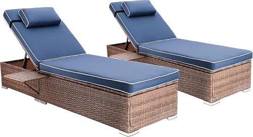 Vista 8 de Rophefx - Juego de 2 sillas de piscina para exteriores, color azul oscuro