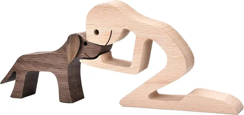 Vista 9 de Estatuas personalizadas de madera con nombre grabado, esculturas de humanos y perros