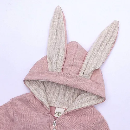 Vista 145 de Simplee Kids Enterizo con diseño de conejo de Pascua con capucha, para bebé, overol con cremallera y orejas largas