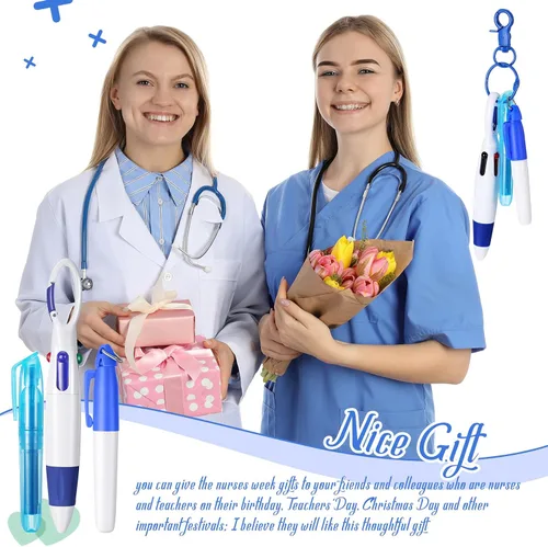 Vista 7 de Geyoga Juego de 36 mini resaltadores – Incluye 9 resaltadores azules, 9 marcadores, 9 bolígrafos retráctiles y 9 insignias de enfermería para regalo