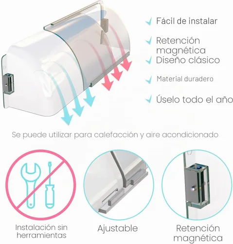 Vista 3 de Home Intuition Deflector de ventilación de calor y aire de 8.5 a 15 pulgadas, magnético, sin fusión, ajustable para rejillas de ventilación, paredes