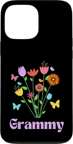 Vista 24 de iPhone 12/12 Pro Grammy Grandma Spring Flowers Pretty Tulips Butterfly Pink Case