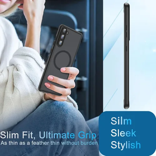Vista 8 de HikerClub Funda magnética para Galaxy A16 (2024), compatible con cargador inalámbrico, ajuste delgado, Amti-Scratch, translúcido, mate, cubierta