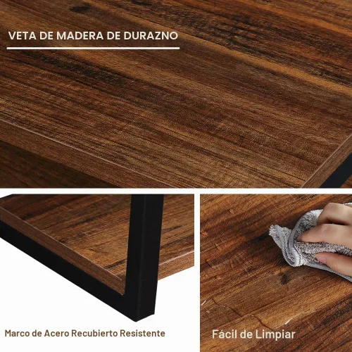 Vista 4 de LUCKUP Estantes flotantes de pared para proyector de pared, soporte de madera AV con 2 estantes, centro de entretenimiento con marco de acero