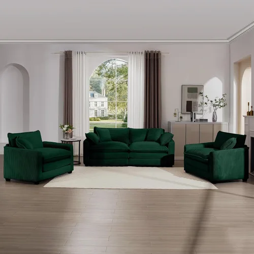 Vista 16 de KEIKI Juego de sofá de 2 piezas con 2 sofás individuales de pana extragrandes, juego de sillas decorativas modernas de 2 plazas tapizadas con 2