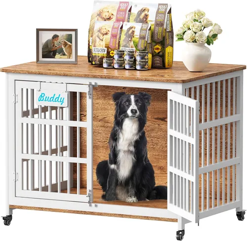 Vista 19 de EasyCom Jaula para Perros de Alta Resistencia para Interior con Etiqueta de Nombre, Mueble de Jaula para Perros de 27 Pulgadas para Perros Pequeños