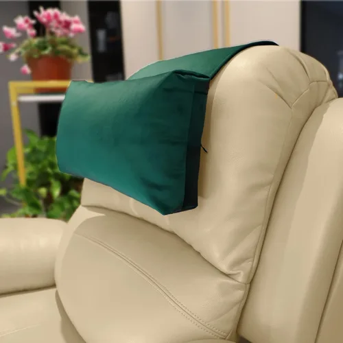 Vista 18 de Almohada antideslizante para la cabeza para reclinables - Cojín de apoyo para el cuello con cubierta de terciopelo para alivio del dolor en el Beige