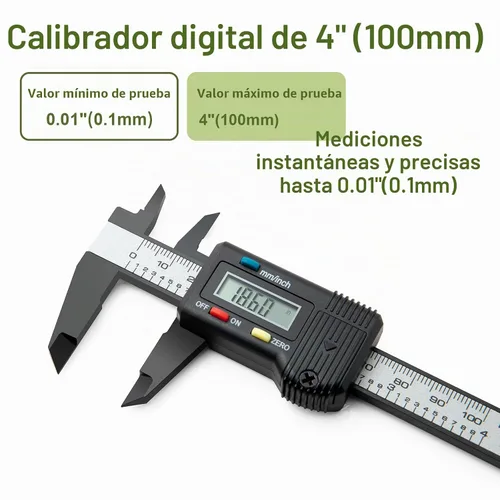 Vista 5 de Calibrador Digital Pequeño de 0 a 4 pulgadas, Mini Herramienta de Medición, Calibrador Micrómetro con Función de Apagado Automático, Intercambiable