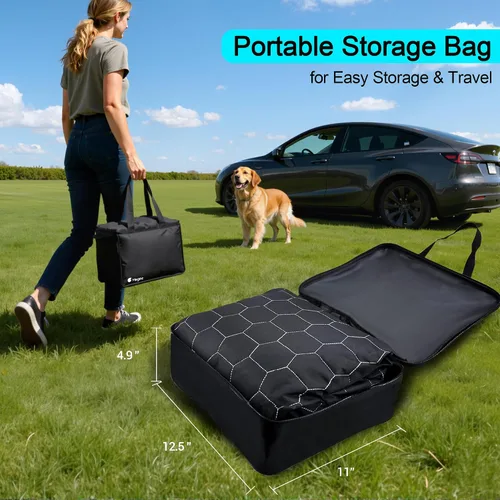 Vista 7 de Meginc Fundas de Asiento para Perros para Asiento Trasero, Asiento de Coche para Perros para Tesla Model 3, Funda de Asiento para Mascotas 100%