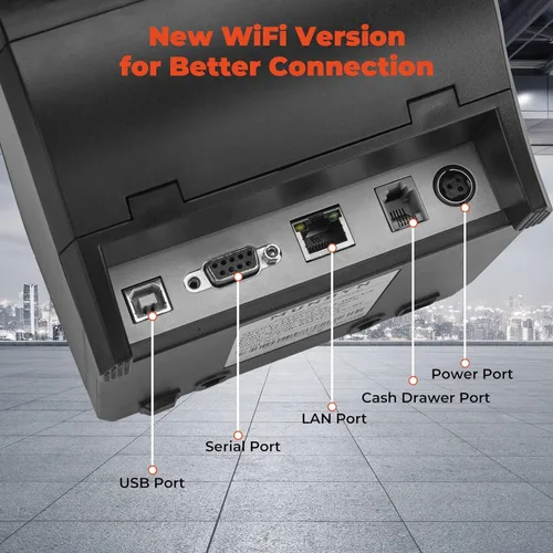Vista 3 de MUNBYN Impresora de recibos WiFi con puerto USB, impresora POS de 3.150 in funciona con Mac cuadrado, Windows, Chromebook Linux, cajón de efectivo