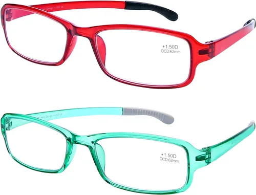 Vista 9 de DOOViC 2 Pack Reading Glasses for Women Men TR90 Flexible Lightweight Blue Light Blocking Computer Readers