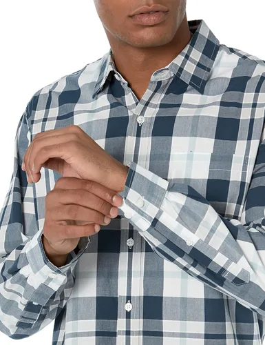 Vista 4 de Tienda Essentials - Camisa de popelina para hombre informal de manga larga con ajuste regular
