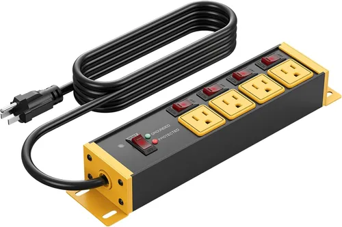 Vista 10 de CCCEI Regleta de Protección contra Sobretensiones de Servicio Pesado con Interruptores Individuales de 20 Amperios. Cable de Extensión de 4 Pies
