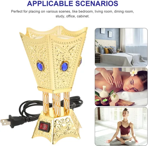 Vista 4 de FOMIYES Quemador de incienso eléctrico, estilo Oriente Medio, incensario portátil para oficina y decoración del hogar, ideal para yoga, spa