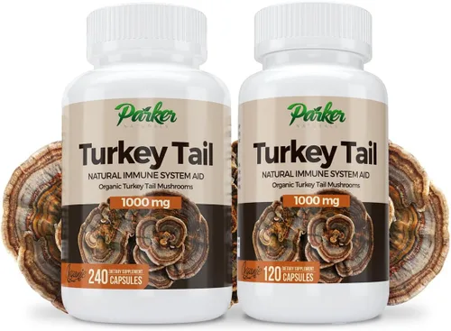 Vista 4 de Parker Naturals Cápsulas de hongos de cola de pavo - Suplemento orgánico de hongos para apoyo a la salud del sistema inmunológico - 1000 mg