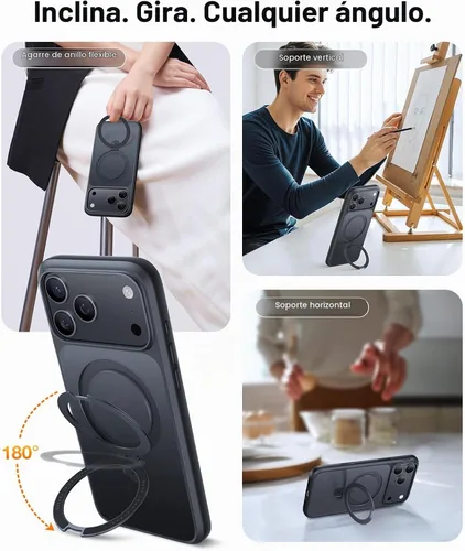 Vista 2 de TORRAS Funda magnética para 18 Pro, protección militar contra caídas 4X Negro