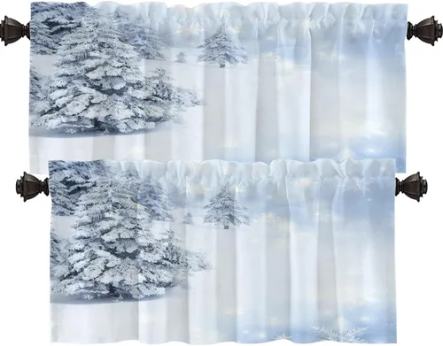 Vista 18 de Shrahala Abstract Colorful Blackout Curtain Tiers, Modern Ative Kitchen Valance Light Blocking Tier Drapes with Rod Pocket, 2 Pack 26 X 24 in