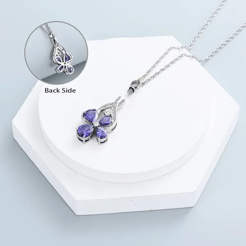 Vista 4 de shajwo Collar de cenizas de urna de cremación en forma de lágrima para mujeres y hombres, colgante de cenizas de cremación de flores, joyería