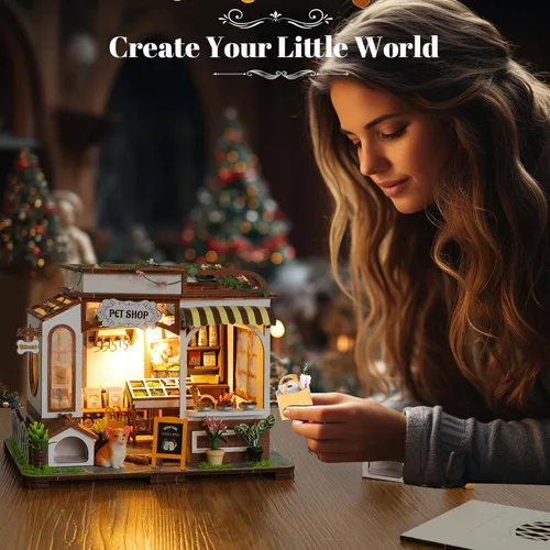 Vista 6 de Kit de Rincón de Libros DIY - Diorama de Sujetalibros con LED - Rompecabezas de Madera 3D Kits de Casa en Miniatura DIY - Decoración de Inserción