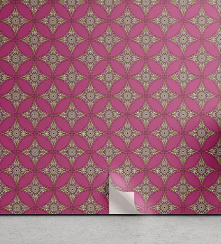Vista 44 de Ambesonne Papel tapiz despegable y adhesivo con patrón de esquí para el hogar, personas esquiando en colores pastel continuos en la pista, árboles