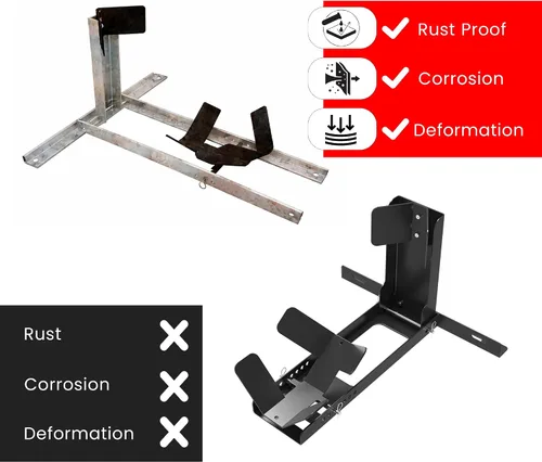 Vista 4 de GRAND PITSTOP Calzo de rueda universal para soporte de motocicleta para remolque, completamente ajustable, desmontable y plegable