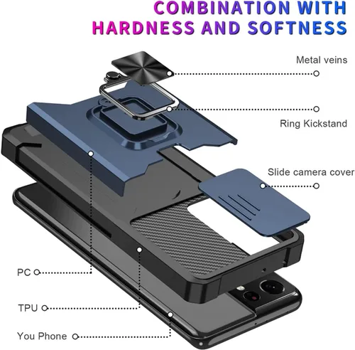 Vista 7 de Funda de teléfono diseñada para iPhone 14 Plus con protector de pantalla, soporte para tarjetas, soporte de soporte, resistente, delgada, a prueba