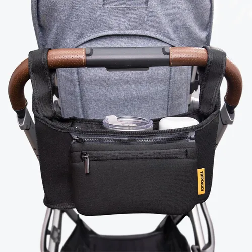 Vista 7 de Organizador de cochecito, correas antideslizantes con portavasos aislado para UPPABABY, bolsa desmontable para teléfono, bolsa organizadora